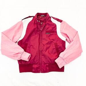 Members Only Vintage Windbreaker Split Color Jacket Red Pink White Size Small